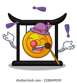 Juggling minuatur golden gong in cartoon shape