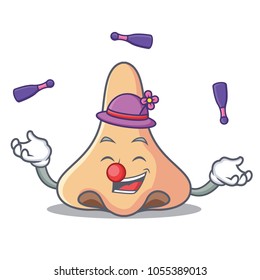 Juggling nose mascot cartoon style