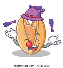 Juggling pistachio nut mascot cartoon