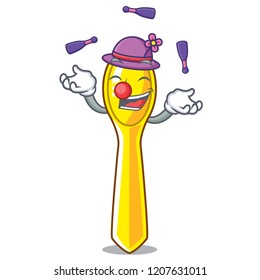 Juggling plastic kitchen spoon isolated on mascot