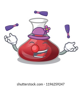 Juggling red wine decanter isolated on mascot