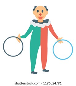 
Juggling rings performed by juggler 
