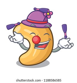 Juggling roasted cashew nuts isolated on mascot