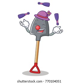 Juggling shovel character cartoon style