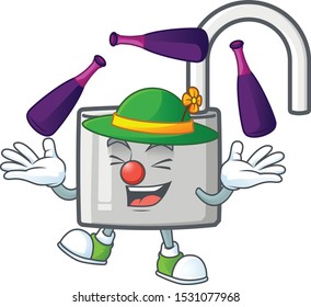 Juggling silver unlock key on white background.
