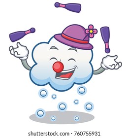 Juggling snow cloud character cartoon vector illustration
