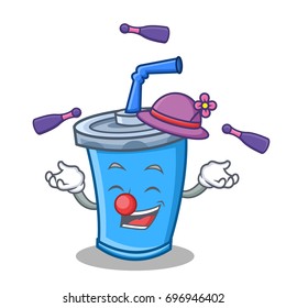Juggling soda drink character cartoon