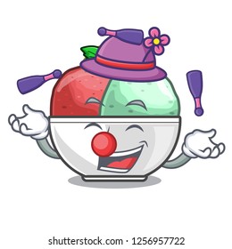 Juggling sorbet ice with black bowls character