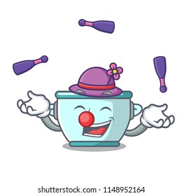 Juggling steel pot mascot cartoon