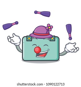 Juggling suitcase mascot cartoon style