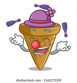 Juggling sweet wafer cone isolated on maskot