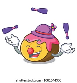 Juggling swiss roll mascot cartoon