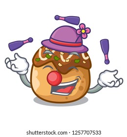 Juggling takoyaki shape in balls a cartoon