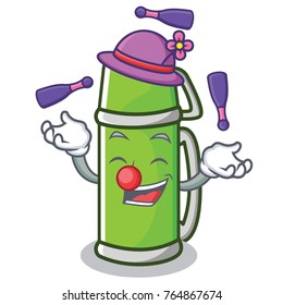 Juggling thermos character cartoon style