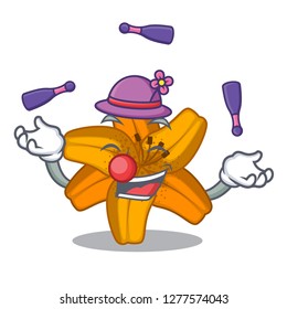 Juggling tiger lily flower isolated on mascot