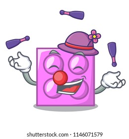 Juggling toy brick mascot cartoon