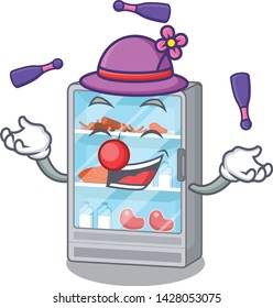 Juggling toy refrigerator in on cartoon shape