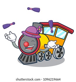 Juggling train mascot cartoon style