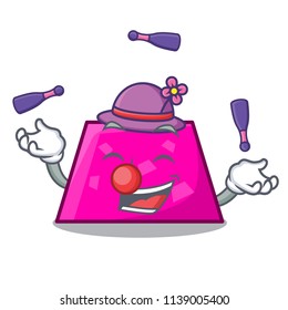 Juggling trapezoid mascot cartoon style
