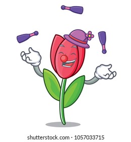 Juggling tulip mascot cartoon style