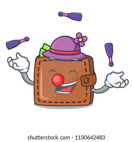 Juggling wallet mascot cartoon style vector illustration