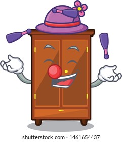 Juggling wardrobe next to the cartoon chair