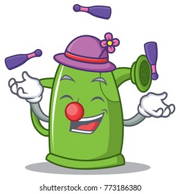 Juggling watering can character cartoon