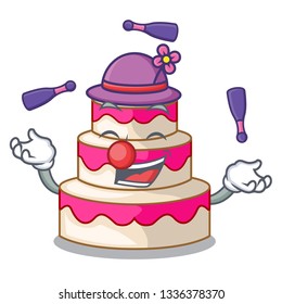 Juggling wedding cake isolated with the mascot