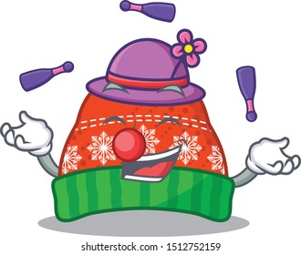 Juggling winter hat cartoon