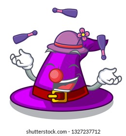 Juggling witch hats in shape beautiful cartoons