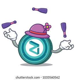 Juggling Zilliqa coin mascot cartoon