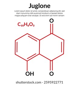 Juglone, phenolic organic compound, molecular structure formula, suitable for education or chemistry science content. Vector illustration