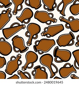 Jugs background, pattern set. Collection icon jugs. Vector