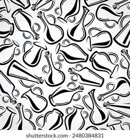 Jugs background, pattern set. Collection icon jugs. Vector
