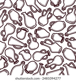 Jugs background, pattern set. Collection icon jugs. Vector