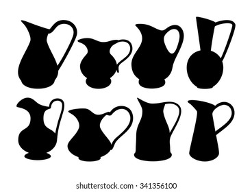 Jugs, black silhouettes 