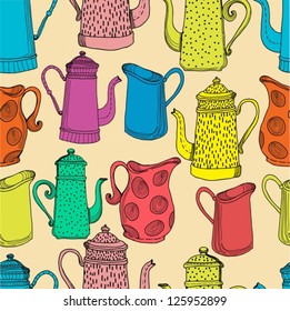 Jugs, seamless pattern for design, vector