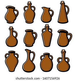 Jugs set. Collection icon jugs. Vector