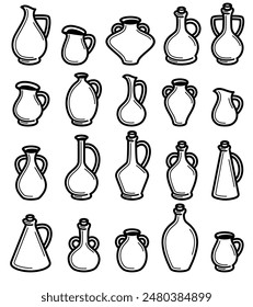 Jugs set. Collection icon jugs. Vector