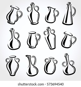 Jugs set. Vector