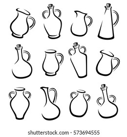 Jugs set. Vector