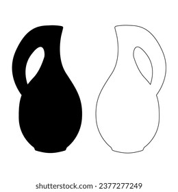 Jugs in a simple shape with a silhouette and outline in black