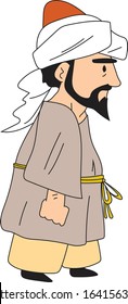 Juha walking, an old Arab man, an angry man