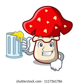 With juice amanita mushroom mascot cartoon