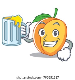 With juice apricot mascot cartoon style
