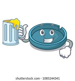 With juice ashtray mascot cartoon style