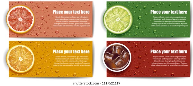 juice background with lime, grapefruit, orange slice