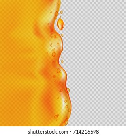 Juice background. Transparent orange liquid splash. Vector illustration.
