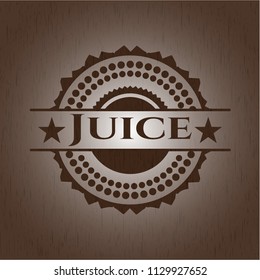 Juice badge with wood background