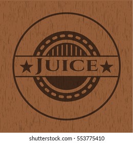Juice badge with wood background